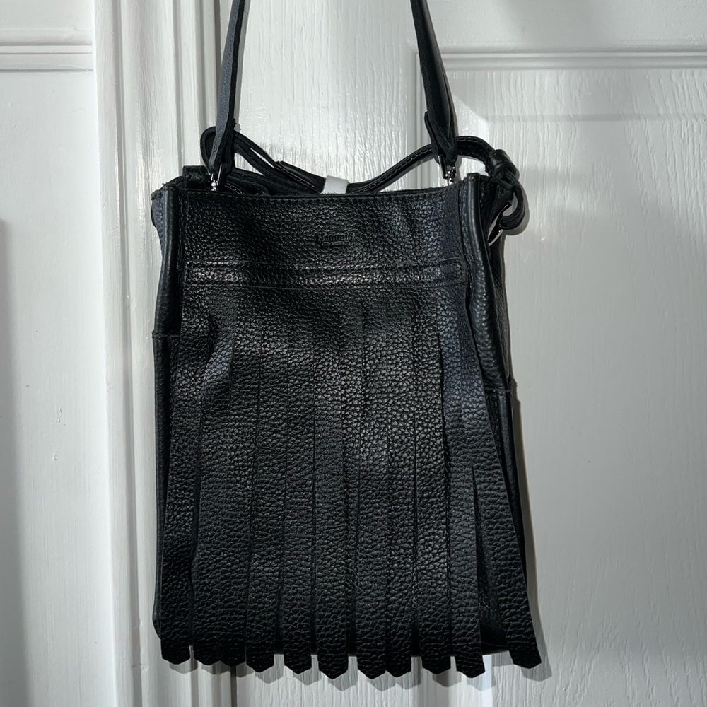 Hammitt Small Davis Fringe Black Crossbody Bag